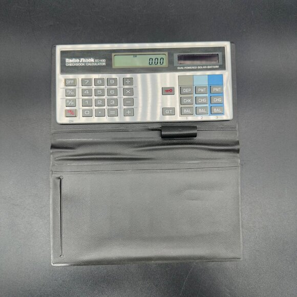 Vintage RadioShack EC 400 Checkbook Calculator Case Dual Power Battery Solar 80s - Picture 2 of 10